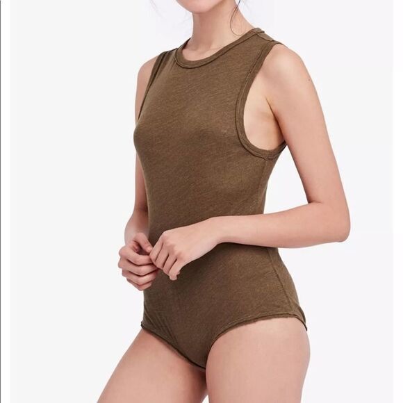 Free People Womens All The Time Green Bodysuit - Picture 2 of 10